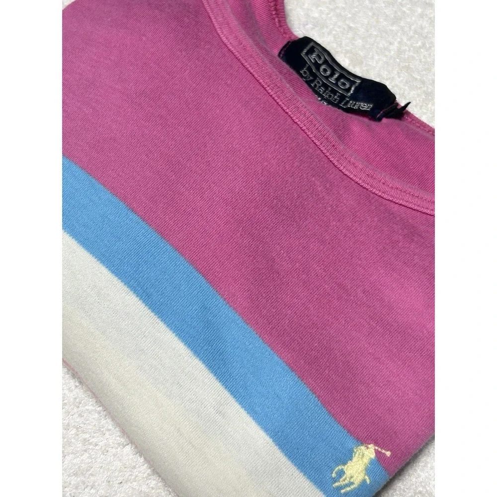 Polo Ralph Lauren Men's L Vintage 90S Striped Cotton T-Shirt MADE IN USA RARE